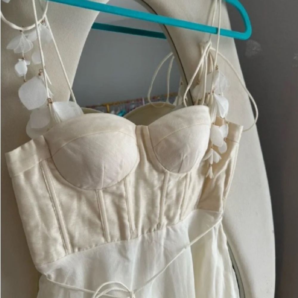 Zimmermann Wonderland Midi Corset Ivory Spaghetti Strap Dress size 2 medium - Picture 4 of 6